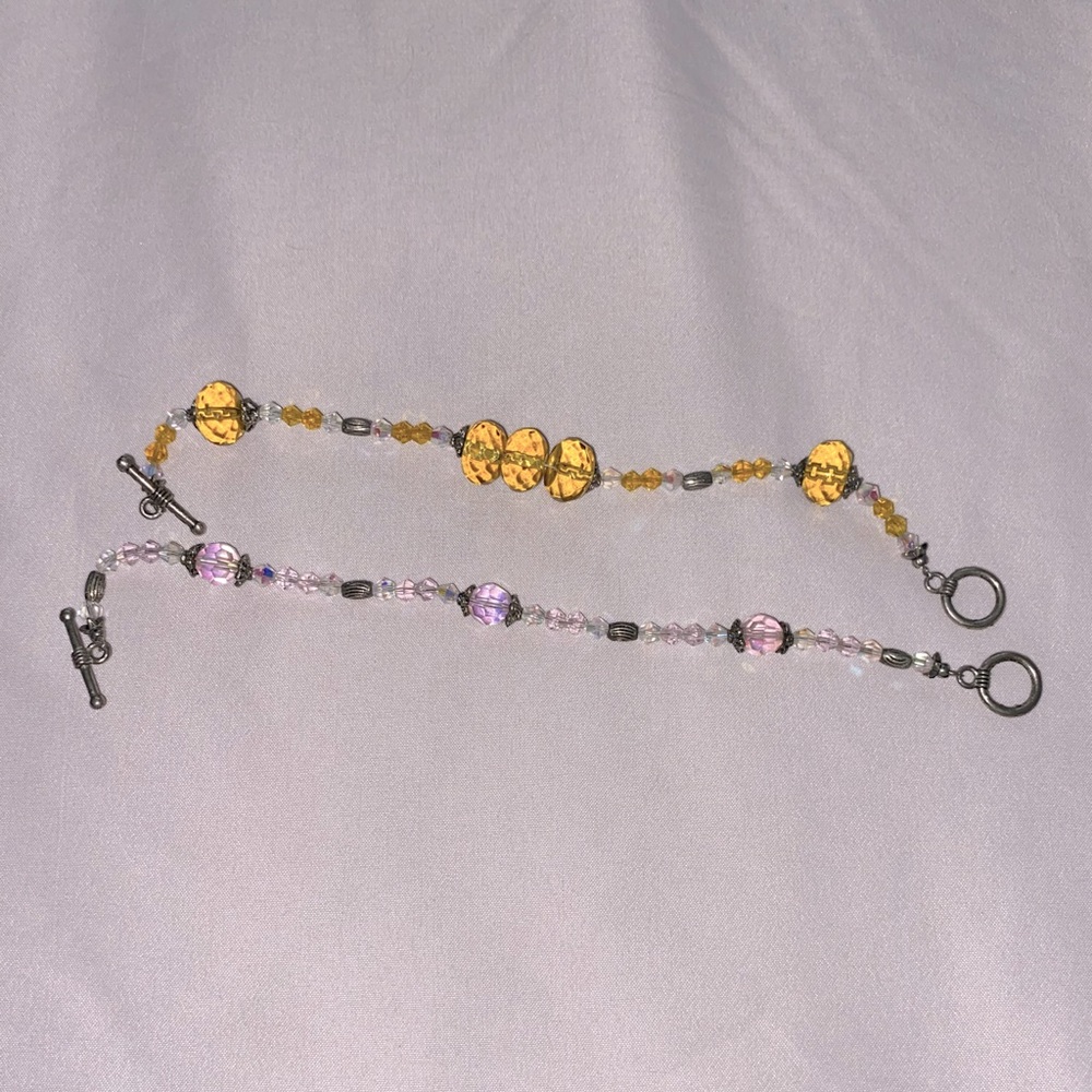 Two piece set of beaded bracelets